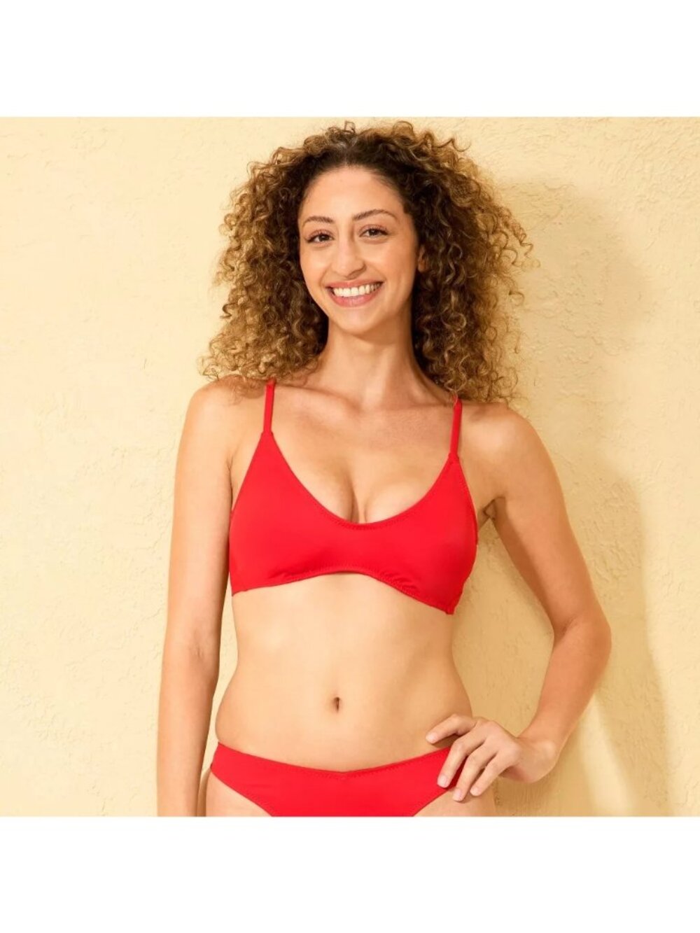 NEW Wild Fable Scoop Bralette Swim Bikini Top - Red - Size XS